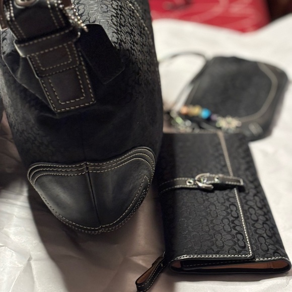 Coach Soho Y2K Black Jacquard Hobo Shoulder Trim Vintage collector quality - Picture 4 of 17